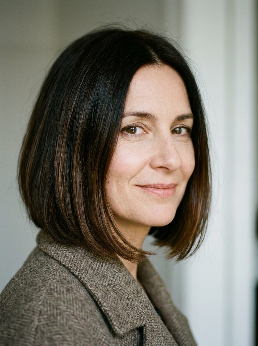 Dunkelbrauner Bob mit subtiler Balayage - Balayage Bob